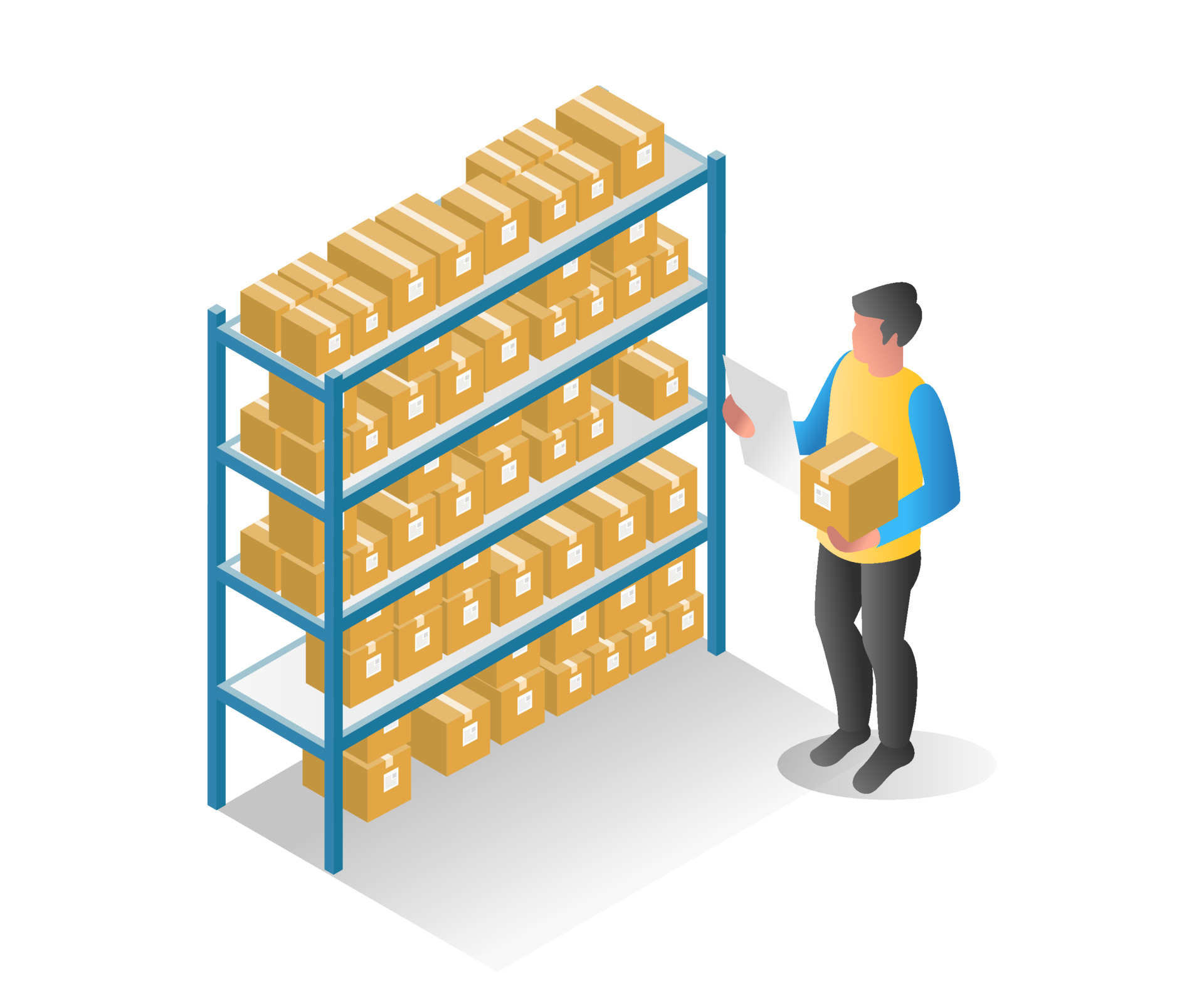 vecteezy_flat-isometric-illustration-concept-man-checking-stock-in_7885797